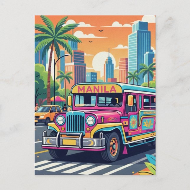 Carte Postale Jeepney in Manila Philippines Travel (Devant)