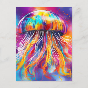 Carte Postale Jellyfish colorée Art abstrait