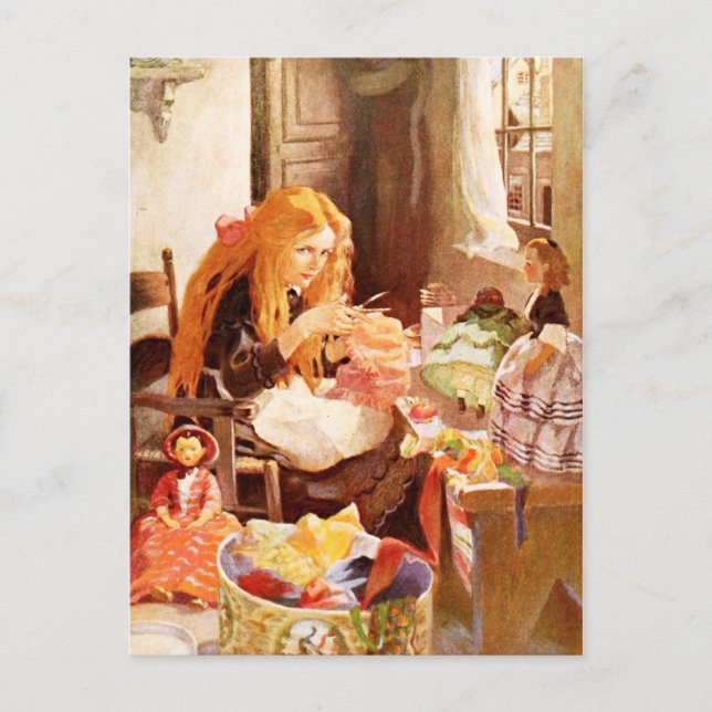 Carte Postale Jenny Wren, la couturière des petites poupées (Devant)