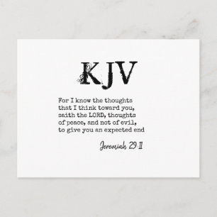 Carte Postale Jérémie 29:11 Citation Bible KJV - Peut Être Custo