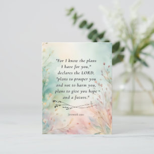Carte Postale Jérémie personnalisable 29:11 Verse de la Bible