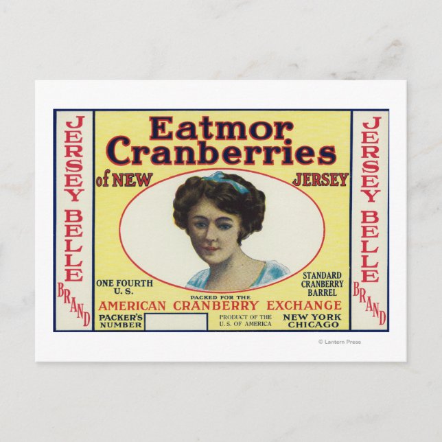 Carte Postale Jersey Belle Eatmor Cranberries Marque Étiquette (Devant)