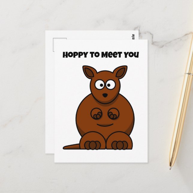 Carte Postale J'espère vous rencontrer Kangaroo Drôle Cartoon (Devant/Arrière en situation)