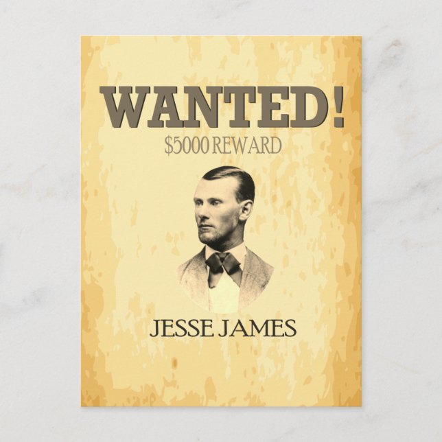 Carte Postale Jesse James Recherché Outlaw 🚨 Wild West USA (Devant)
