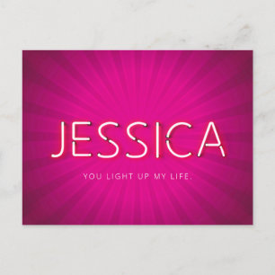 Carte Postale Jessica nom en néon lumineux
