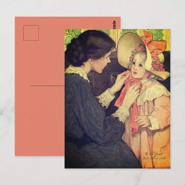Carte Postale Jessie Wilcox Smith "The Pink Bonnet" (Devant / Derrière)
