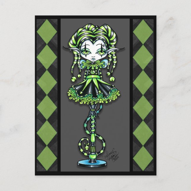 Carte Postale Jester Fae Jester Stick Arlequin Pix (Devant)