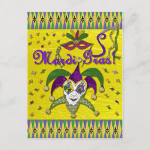 Carte Postale Jester Mask Mardi Gras Arlequin
