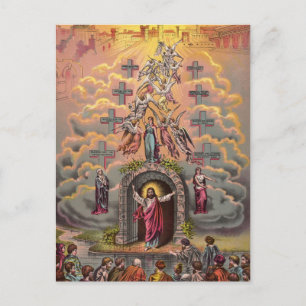 Carte Postale Jésus à la porte du Ciel, chrétien Vintage