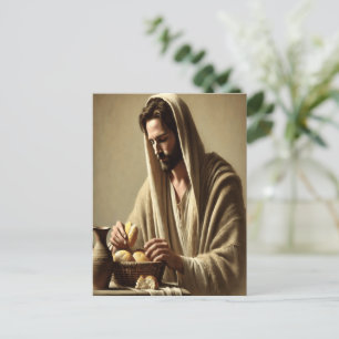 Carte Postale Jésus brise le pain dans la paix divine
