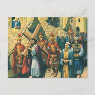 Carte Postale Jésus Christ Portant la Croix à sa Crucifixion