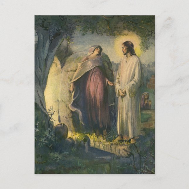Carte Postale Jésus Christ ressuscité par la tombe par ML Greer (Devant)