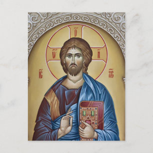 Carte Postale Jésus Christ tenir l'icône des Évangiles