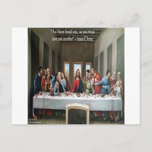 Carte Postale Jésus @ Dernière Cène "Amour Un Autre" Citation (Devant)