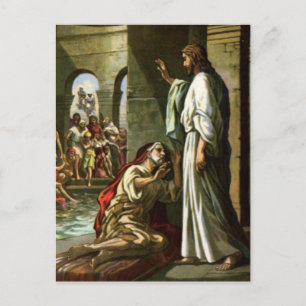 Carte Postale Jésus et l'homme à la piscine