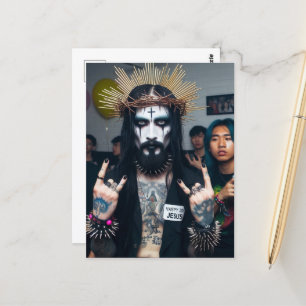 Carte Postale Jésus Goth Punk Rock à sa fête d'anniversaire