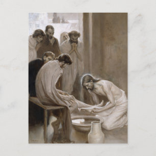 Carte Postale Jésus Lave les pieds des disciples   Albert Edelfe