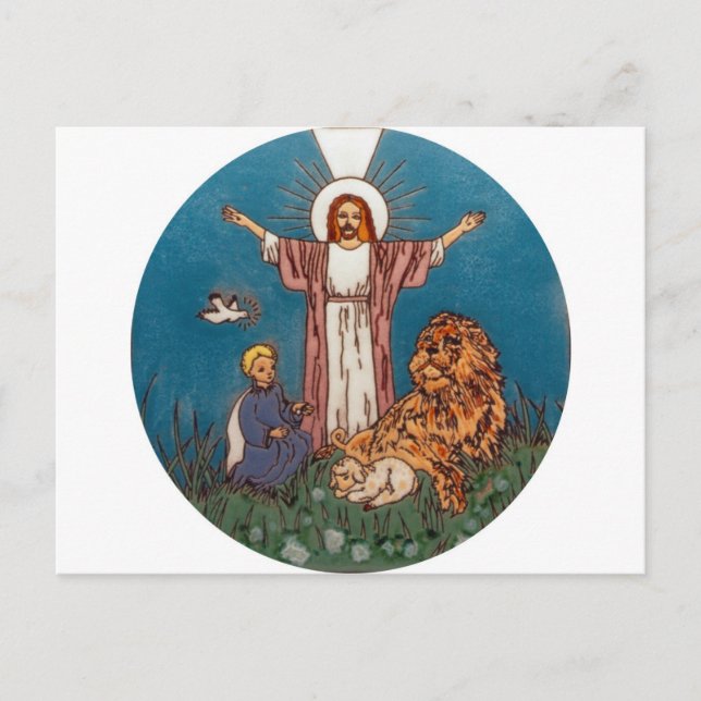 Carte Postale Jésus le Lion et l'Agneau (Devant)
