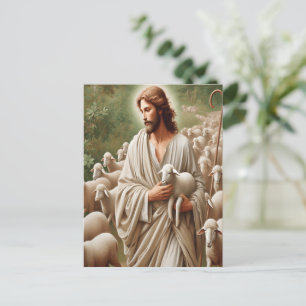 Carte Postale Jésus Marchant Avec Ses Agneaux