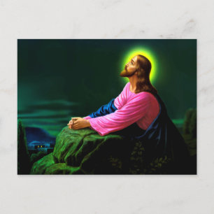 Carte Postale Jésus priant Affiche catholique Greetingscard