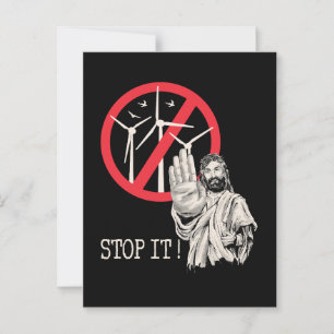 Carte Postale Jésus serait contre l'énergie éolienne