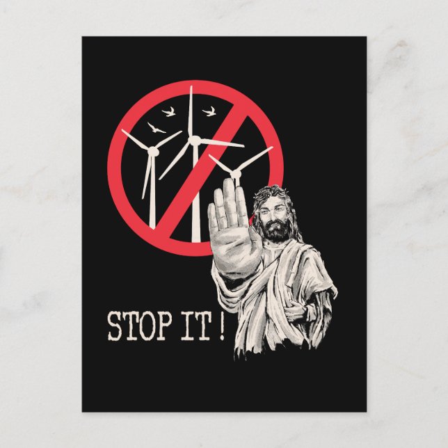 Carte Postale Jésus serait contre l'énergie éolienne (Devant)