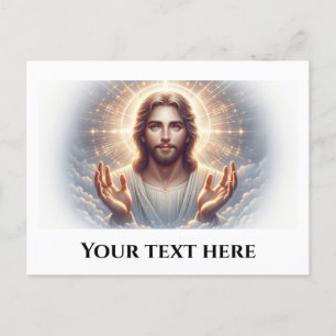 Carte Postale Jésus souriant avec des mains accueillantes