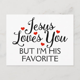 Carte Postale Jésus t'aime Slogan Favori Drôle