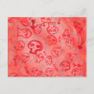 Carte Postale Jette Rockit ! - Silver Hearts & Pink SugarSkulls