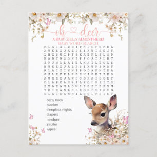 Carte Postale Jeu de Baby shower de cerfs de Woodland