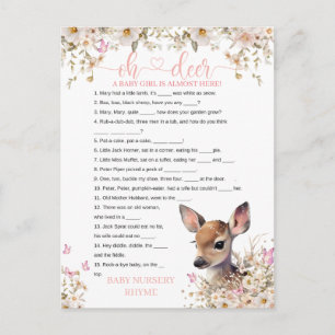 Carte Postale Jeu de Baby Shower sur le thème du Cerf de la Forê