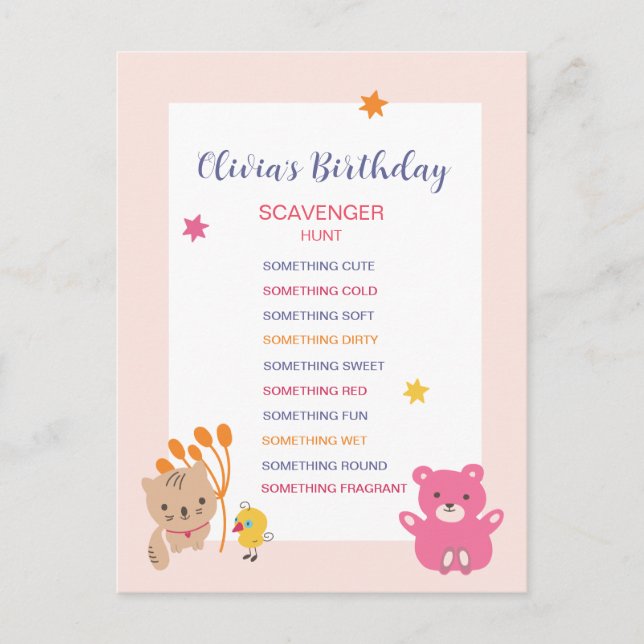Carte Postale Jeu de chasse au trésor pour anniversaire d'enfant (Devant)