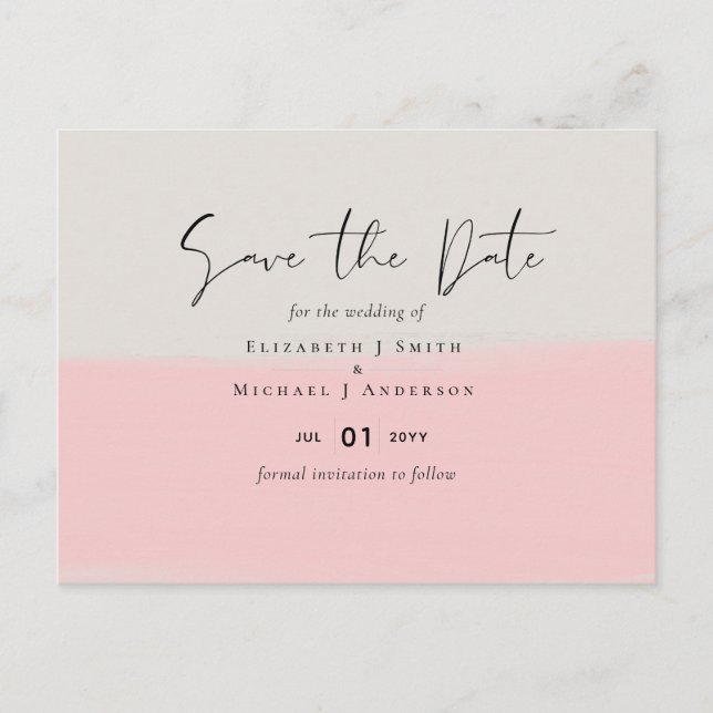Carte Postale Jeu de Mariages de script rose Abstrait de la tail (Devant)