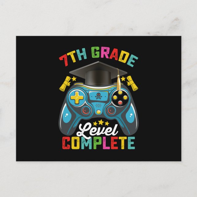 Carte Postale Jeu de niveau 7e de fin d'études Gamer (Devant)