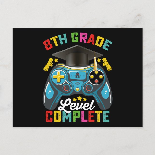 Carte Postale Jeu de niveau 8e année de fin d'études Gamer (Devant)