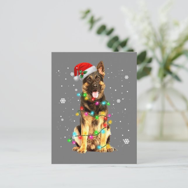 Carte Postale Jeu de Noël de l'arbre de berger allemand (Debout devant)