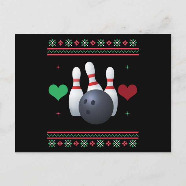 Carte Postale Jeu de Noël moche Bowling (Devant)