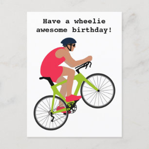 Carte Postale Jeu de vélo rouge amusant pour l'anniversaire du c