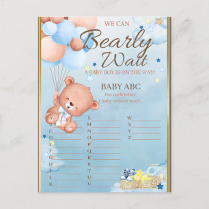Carte Postale Jeu Garçon Baby shower ours