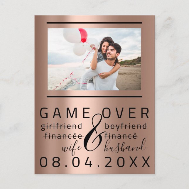 Carte Postale Jeu Sur Skinny Funny Enregistrer La Date Couple Ph (Devant)