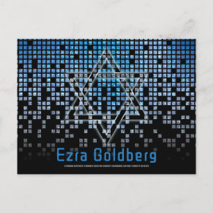 Carte Postale Jeu vidéo noir bleu Gamer Bar Mitzvah Merci