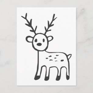 Carte Postale Jeune cerf en noir et blanc