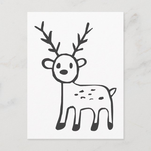 Carte Postale Jeune cerf en noir et blanc (Devant)