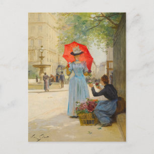 Carte Postale Jeune Femme avec un Parapluie