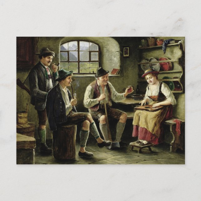 Carte Postale Jeune femme jouant à une cithare (Devant)