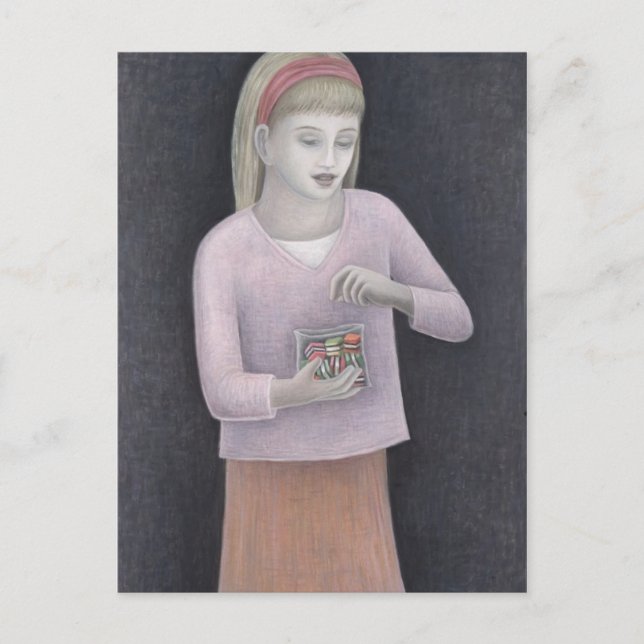 Carte Postale Jeune fille avec des douceurs 2007 (Devant)