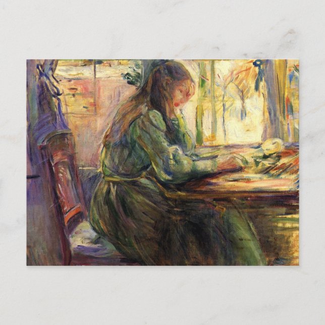 Carte Postale Jeune fille écrivant par Berthe Morisot (Devant)