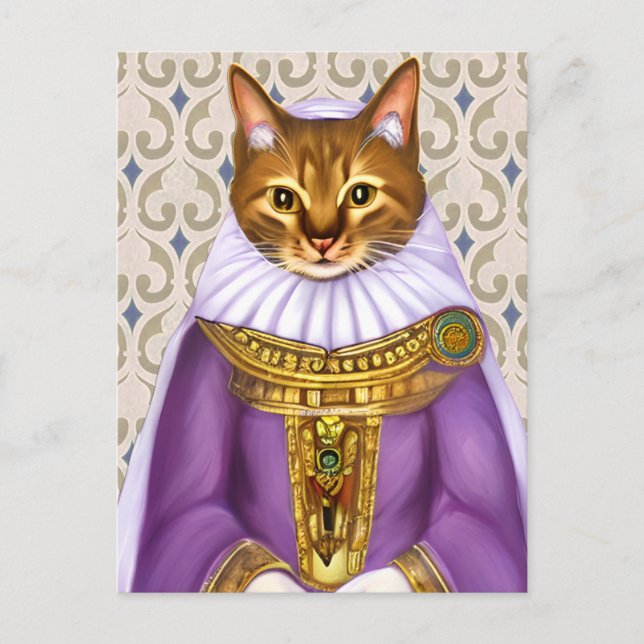 Carte Postale Jeune fille féline médiévale (Devant)
