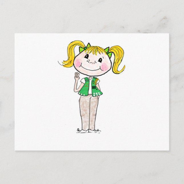 Carte Postale Jeune fille scout tenant sa promesse (Devant)