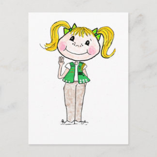 Carte Postale Jeune fille scout tenant sa promesse